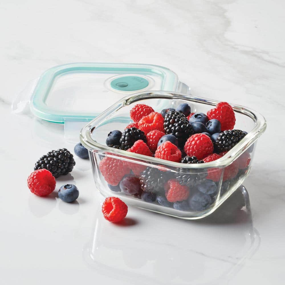 Clear Borosilicate Glass 17-Ounce Airtight Food Storage Jar with Steam Vent