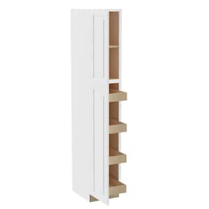 Grayson Pacific White Painted Plywood Shaker Assembled Pantry Kitchen Cabinet 4 ROT Sft Cls 18 in W x 24 in D x 96 in H