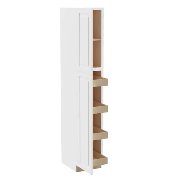 Home Decorators Collection Grayson 18 in. W x 24 in. D x 96 in. H Assembled Plywood Pantry Kitchen Cabinet in Pacific White with 4ROT Soft Close LH