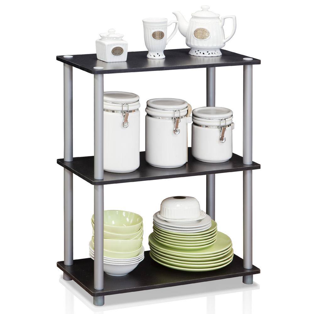 Black and Gray 3-Tier Wood Bookcase with PVC Tubes