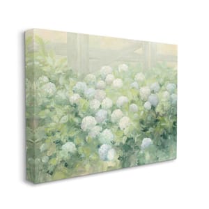 "Floral Blue White Garden Farmhouse Painting" by Julia Purinton Unframed Nature Canvas Wall Art Print 16 in. x 20 in.