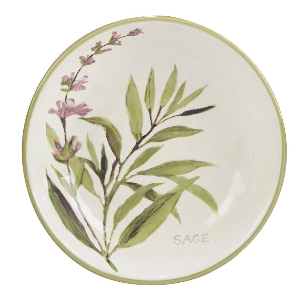 Fresh Herbs Ceramic Microwave Safe Soup and Pasta Bowls Set