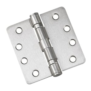 4 in. x 4 in. Brushed Nickel Full Mortise Ball Bearing Butt Hinge with Removable Pin (3-Pack)