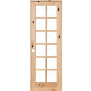 32 in. x 96 in. Knotty Alder 12-Lite Low-E Insulated Clear Glass Solid Right-Hand Wood Single Prehung Interior Door