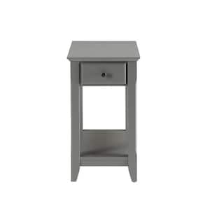 22 in. Gray Short Rectangular Top Wood End Table