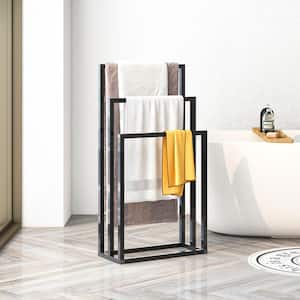 Metal Freestanding Towel Rack 3-Tiers Hand Towel Holder Organizer for Bathroom Accessories, Black