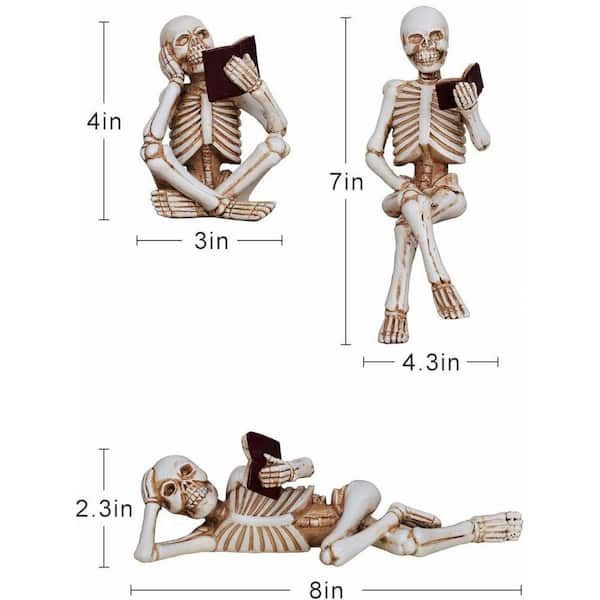 White 3 in. x 4 in. Resin Halloween Skeleton Statue LINBQ214 - The