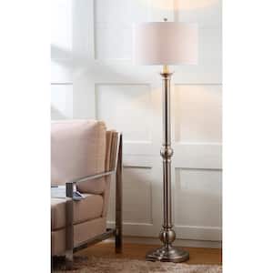 Theo 60 in. Nickel Floor Lamp with Off-White Shade