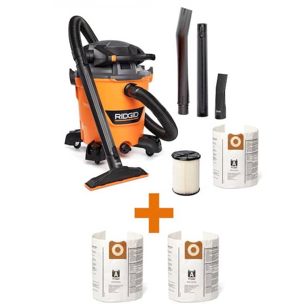 RIDGID 12 Gal. 6.0 Peak HP NXT Shop Vacuum Wet Dry Vac with Detachable Blower, Filter, 2 Additional Dust Bags and Accessories