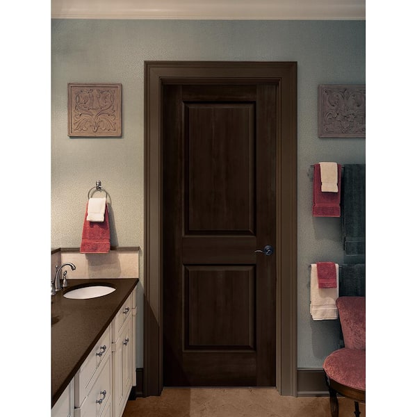 28 in. x 80 in. Carrara 2 Panel Left-Hand Solid Core Espresso Stain Molded Composite Single Prehung Interior Door