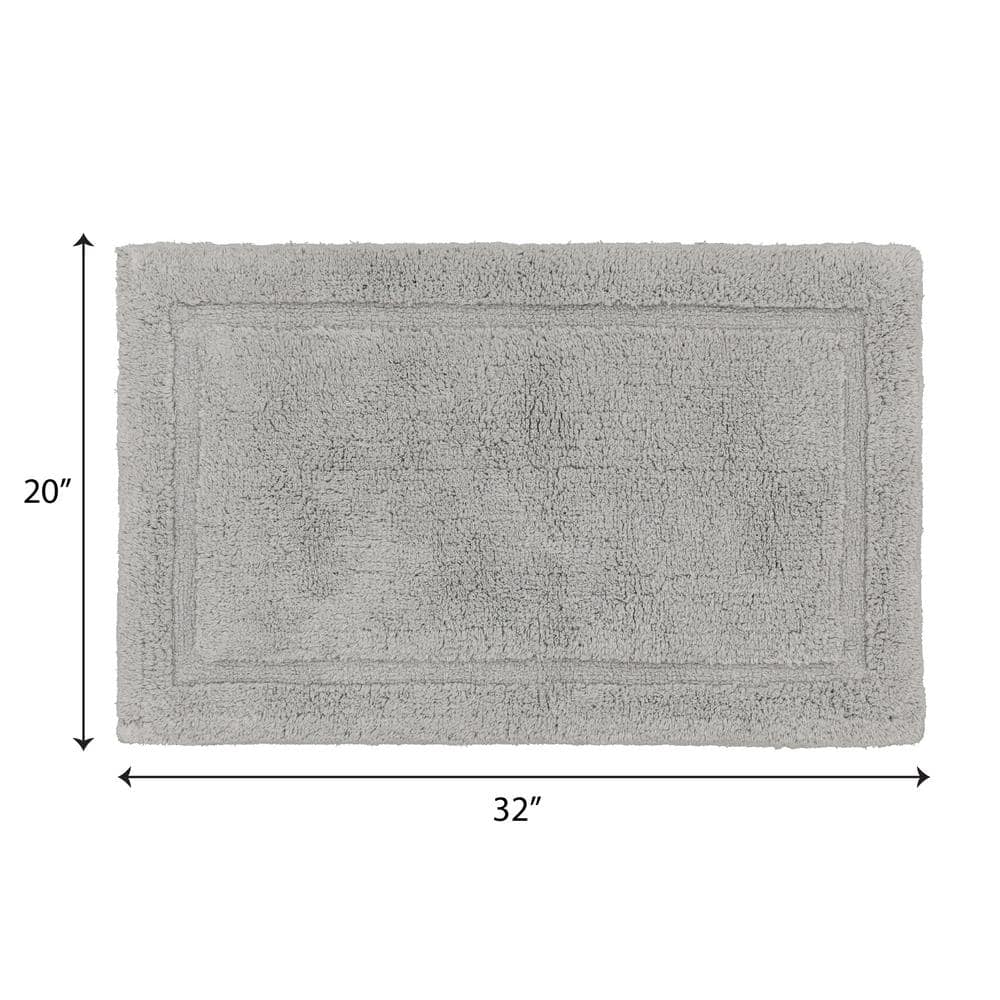 Soft Gray Cotton Plush Bath Mat with Border - 20" x 32"