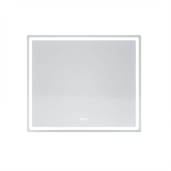 TaiMei TMMU 42 in. W x 36 in. H Round Corner Rectangular Frameless Wall Mount LED Bathroom Vanity Mirror in Polished Crystal