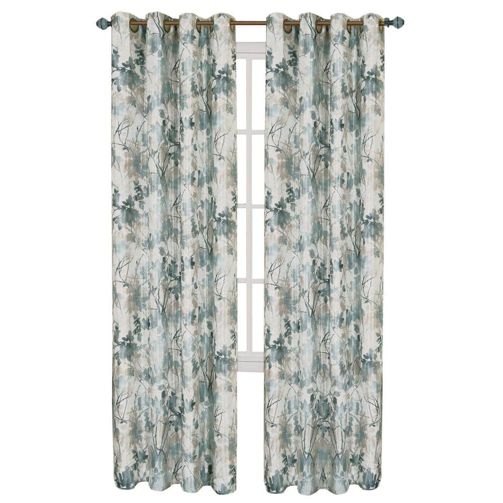 Mist Blue Polyester Blackout Grommet Window Panel 50x63