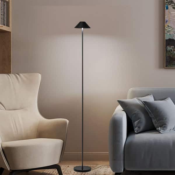 58 in. Modern Black Standard Floor Lamps Cordless Integrated Led Dimmable Rechargeable for Indoor and Outdoor (2 Sets)