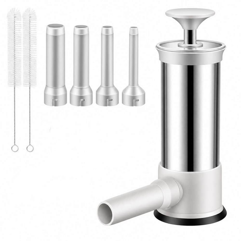 Wudkey Sliver Manual Vertical Sausage Stuffer, Homemade Meat Filling Machine, Kitchen Household Sausage Maker Tool Kit