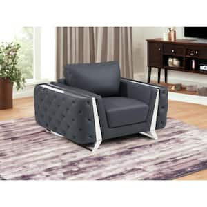 Dark Gray Armchair Set of 1 with Removable and Tufted Cushions