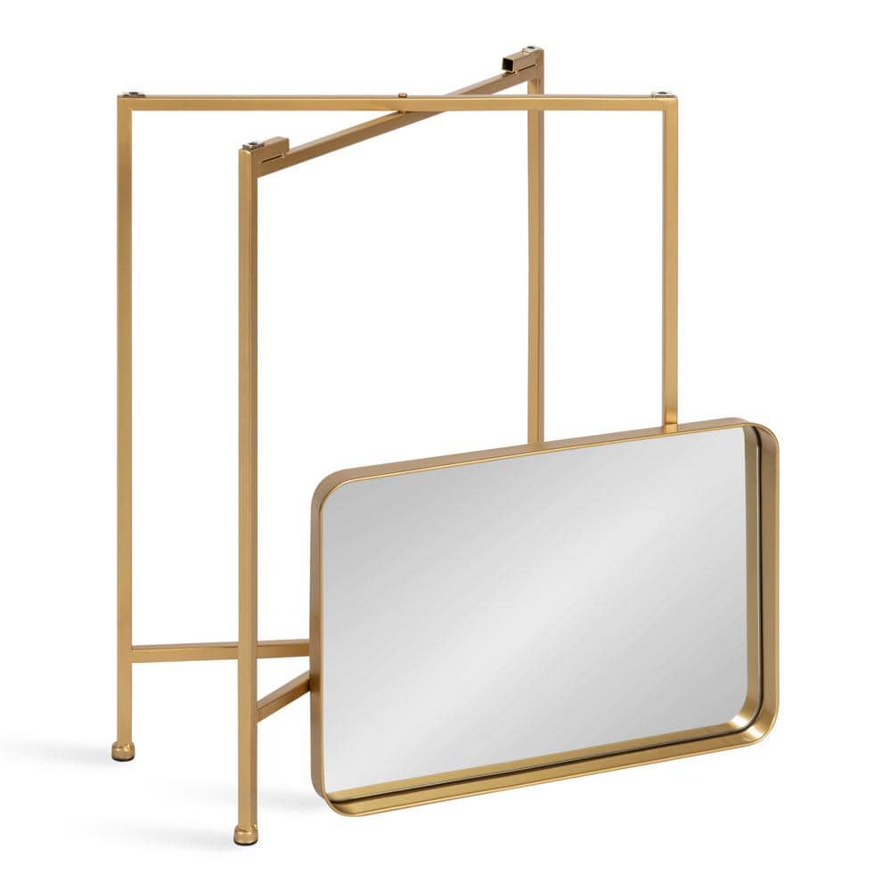 Celia Gold Metal and Mirrored Foldable Accent Table