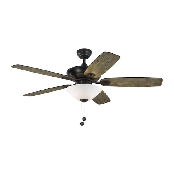 Generation Lighting Colony Max Plus 52 in. Transitional Aged Pewter Ceiling Fan with Light Grey Weathered Oak Blades and LED Light Kit