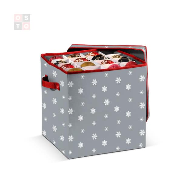 OSTO 6 in. Black 600D Polyester Holiday Ornament Storage Box with