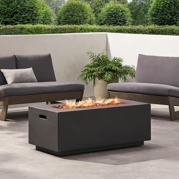 40,000 BTU 40 in. W Rectangular Reinforced Concrete Outdoor Propane Gas Fire Pit Table