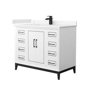 Marlena 42 in. W x 22 in. D x 35.25 in. H Single Bath Vanity in White with Carrara Cultured Marble Top
