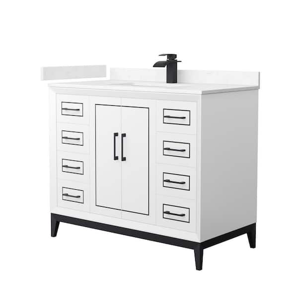 Wyndham Collection Marlena 42 in. W x 22 in. D x 35.25 in. H Single Bath Vanity in White with Carrara Cultured Marble Top
