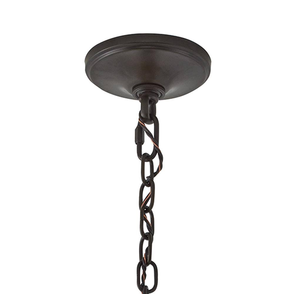 Mission Bronze 12-Light Drum Chandelier with Satin Etched Glass