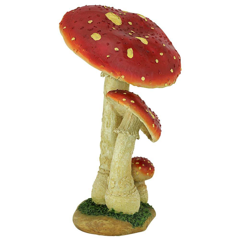 Mystic Forest Red and Tan Resin Mushroom Statue