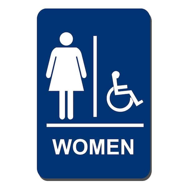 6 in. x 9 in. Women Accessible Braille for Latch Side of Door Sign