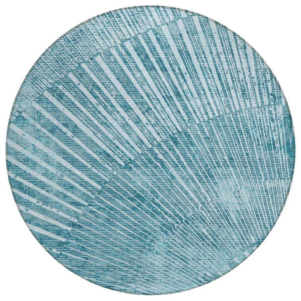 Teal 8 ft. Round Woven Abstract Round Indoor/Outdoor Area Rug price history on PriceWatchPro