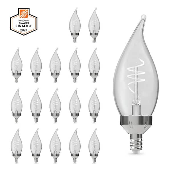 60W Equivalent BA11 E12 Candelabra Switch to Dim White Filament Clear Chandelier LED Light Bulb True White 3500K 18-Pack