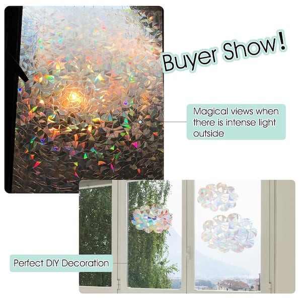Dichromic Window Film Rainbow Sticker Iridescent Home Office Window 138x50cm