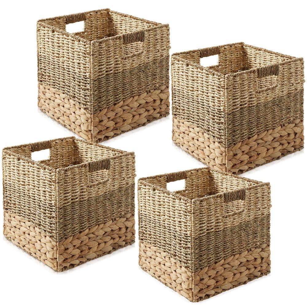 Casafield Brown Mixed Weave 10.5 in. x 10.5 in. Wicker Hyacinth
