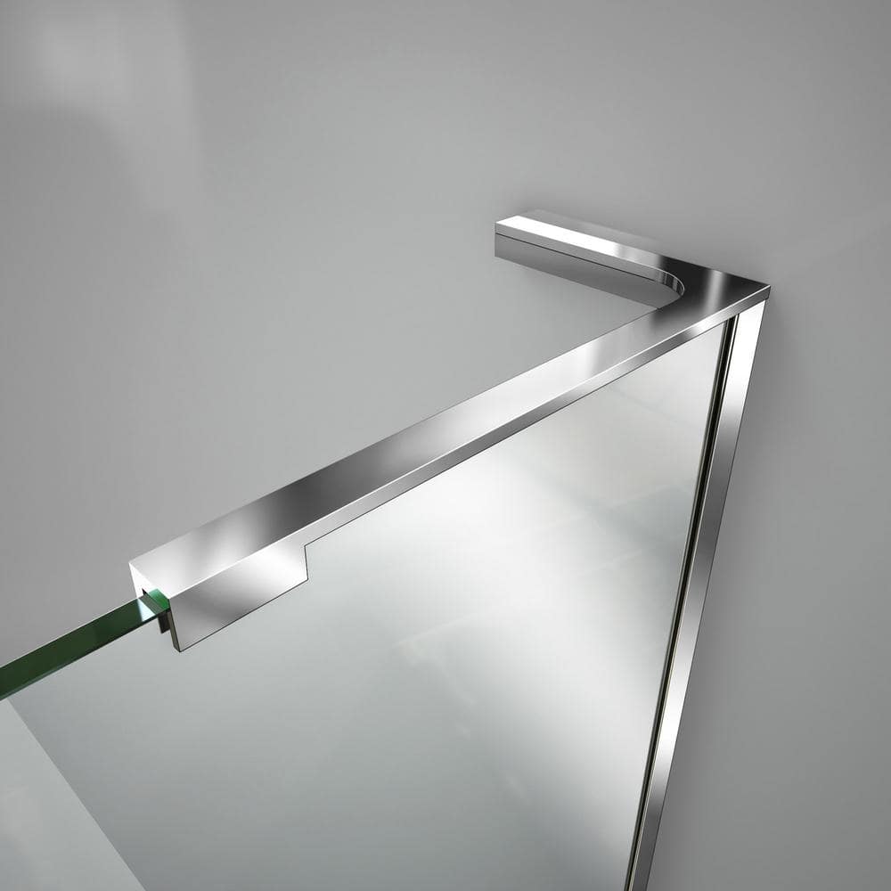 Neo-Angle Frameless Clear Glass Hinged Shower Enclosure with Black Hardware