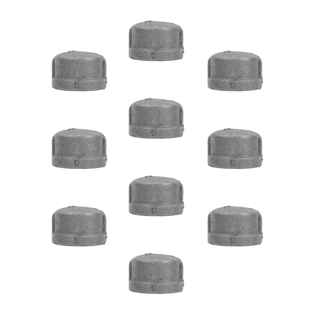 PIPE DECOR 3/8 in. Black Malleable Iron Cap Fitting (10Pack) PDB CA38