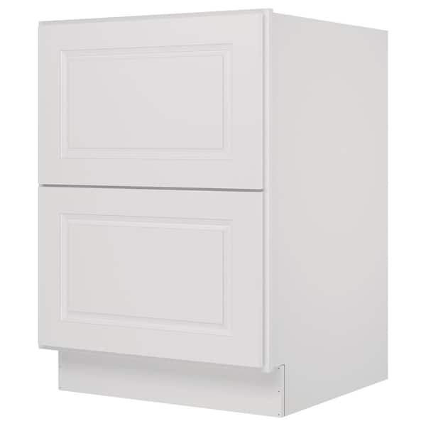 HOMEIBRO 24 in. Wx24 in. Dx34.5 in. H in Raised Panel Dove Plywood Ready to Assemble Drawer Base Kitchen Cabinet with 4 Drawers