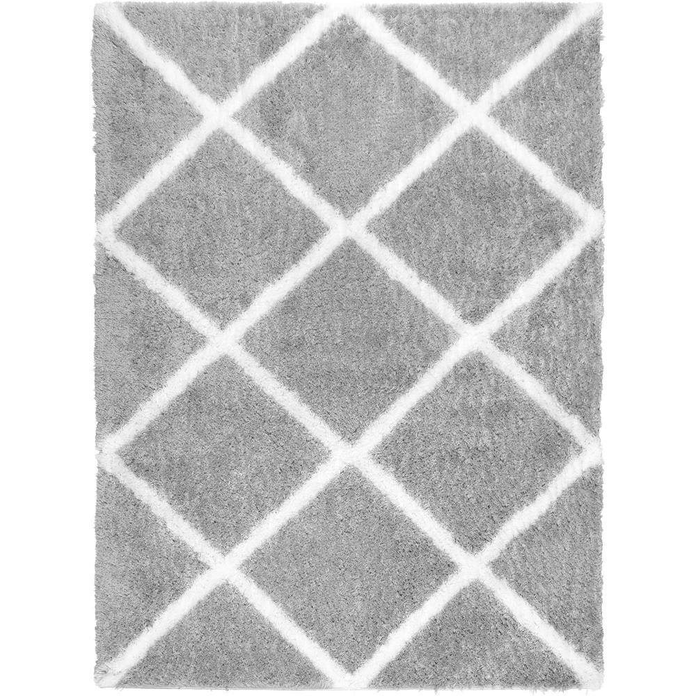 Home Dynamix Carmela Gray/Ivory Trellis Shag 3 ft. x 4 ft. Indoor Area Rug4366245 The Home