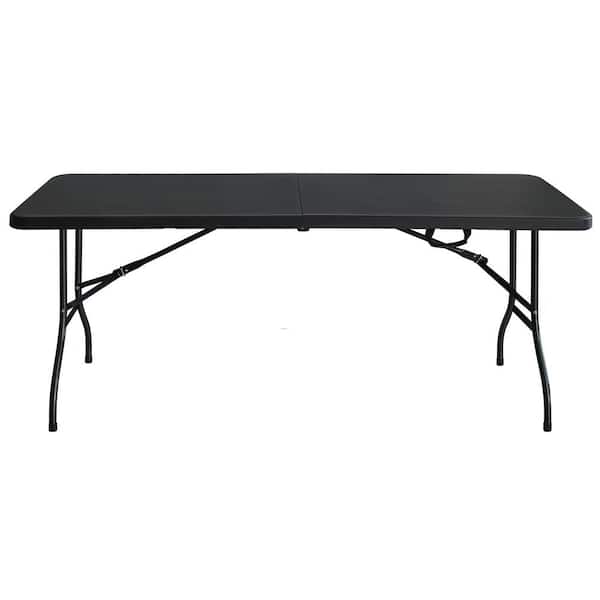 Unbranded 4 ft. Camping Portable Folding Table Indoor and Outdoor Maximum Weight 297 lbs. in Black