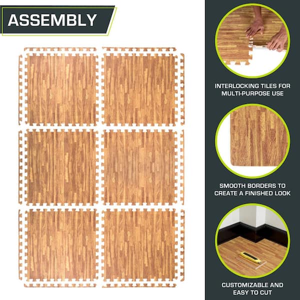Wise Investment Greatmats Foam Tiles Rustic Medium Wood Grain 24