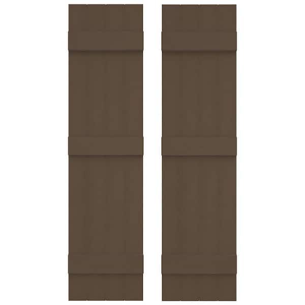Builders Edge 14 in. W x 55 in. H Vinyl Board and Batten Shutters Pair in French Roast