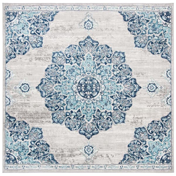 Brentwood Navy/Light Gray 5 ft. x 5 ft. Square Geometric Area Rug