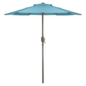 6.5 ft. Outdoor Market Patio Umbrella with Hand Crank in Turquoise Blue