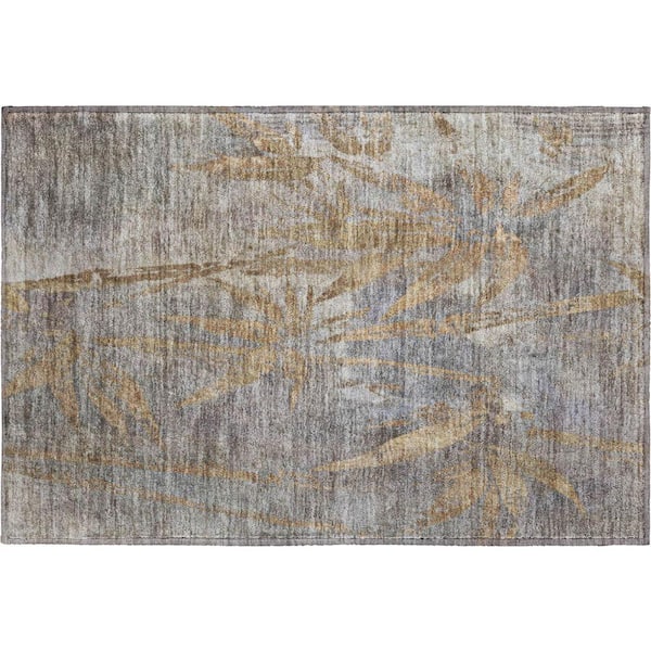 Mayfield Premium Machine Washable Abstract AMF2222 Khaki 2 ft. x 3 ft. Accent Rug