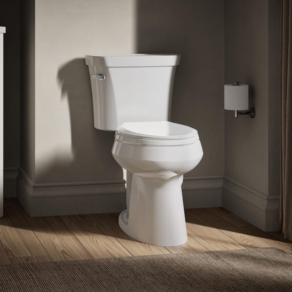 Highline 10 in. Rough In 2-Piece 1.28 GPF Single Flush Elongated Toilet in White Seat Not Included