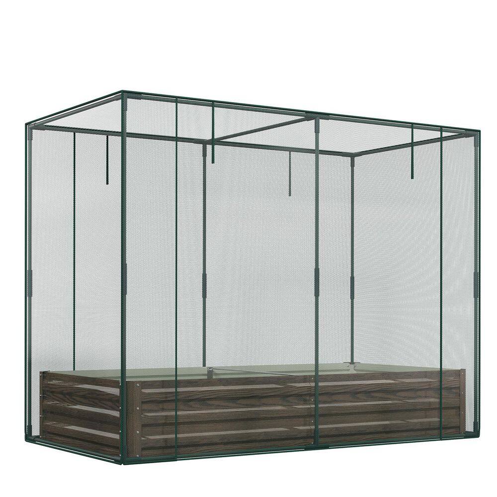 Crop Cage with Raised Garden Bed 6 x 3 x 5 ft. Plant Protection Tent Garden Cage with Window and Mesh Cover, Wood Grain price history on PriceWatchPro