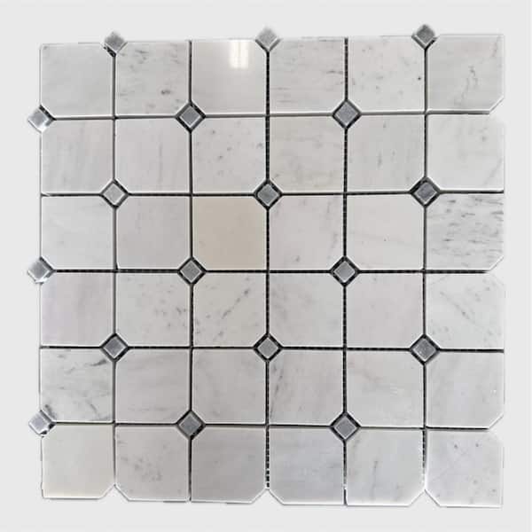 Rain Forest 12 in. x 12 in. Milky White Clipped Hexagon Marble Mosaic Tile (5 sq. ft./case)