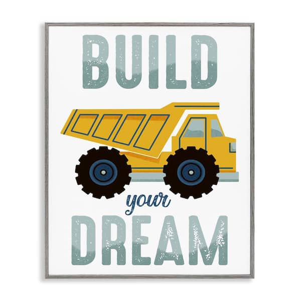 Stupell Industries Build Your Dream Construction by Marcus Prime Gray Framed Typography Giclee Art Print 30 in. x 24 in.
