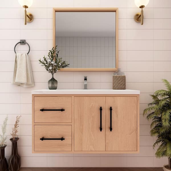 Vienna 36 in. W x 20 in. D x 22 in. H Floating Bathroom Vanity in Blue with White Acrylic Top weith White Sink