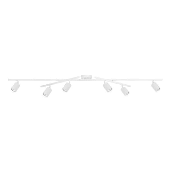 Globe Electric Waylon 6 Ft, Matte White Ceiling Hard Wired Track Lighting Kit with Center Swivel Bars and Cylinder Pivoting Heads