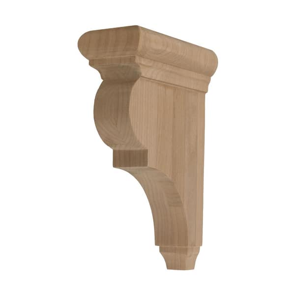 American Pro Decor 3 in. x 10 in. x 6-1/2 in. Unfinish North American Alder Wood Traditional Plain Corbel